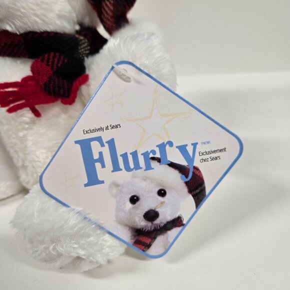 2 x Vintage Sears Exclusive Plush Flurry Stuffed White Polar Bear w/ Hat 6" - Picture 6 of 8